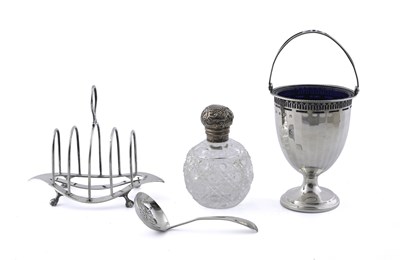 Lot 297 - A George V silver swing handle sugar basket...