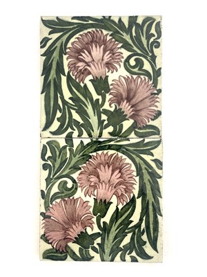 Lot 785 - William De Morgan, a Carnation double tile...