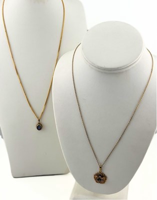 Lot 436 - Two 9ct gold gem pendant necklaces