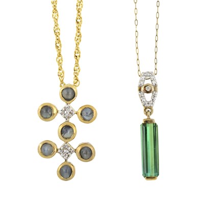 Lot 549 - Two 9ct gold gem pendant necklaces