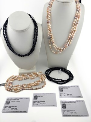 Lot 381 - Four treated cultured pearl necklaces