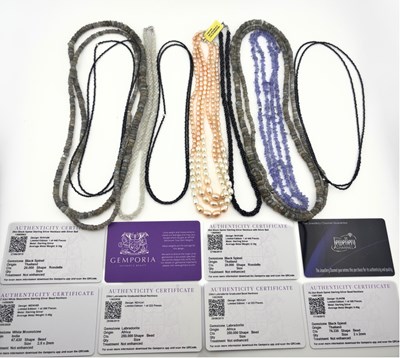 Lot 380 - A selection of gem bead necklaces