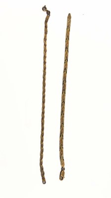 Lot 442 - Two 9ct gold plait chain bracelets