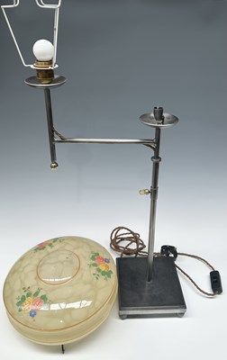 Lot 191 - A late 20th century steel and brass table lamp,...
