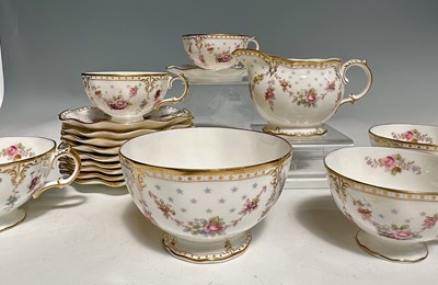 Lot 5 - A Crown Derby 'Royal Antoinette' part tea...