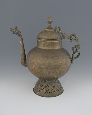 Lot 151 - A large Persian Indian brass samovar, 19th...