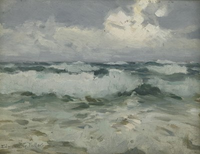 Lot 405 - Edmund G. Fuller (British, 1858-1944), waves...