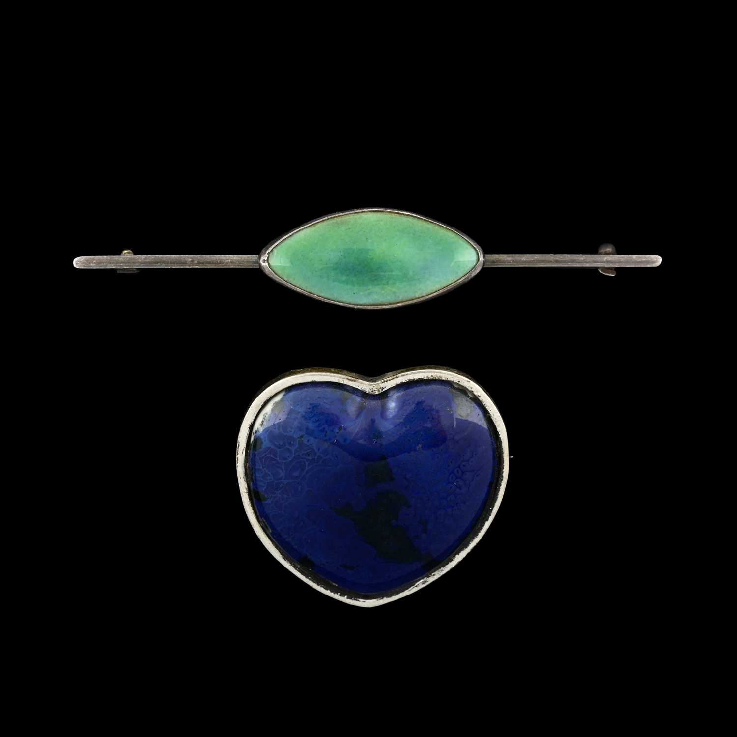 Lot 45 - Ruskin, two Arts and Crafts silver mounted...