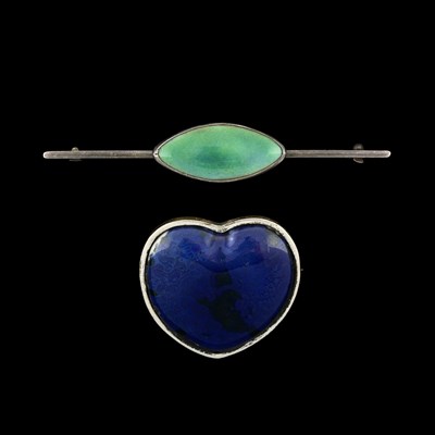 Lot 45 - Ruskin, two Arts and Crafts silver mounted...