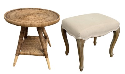 Lot 844 - A limed oak dressing stool with curved apron...