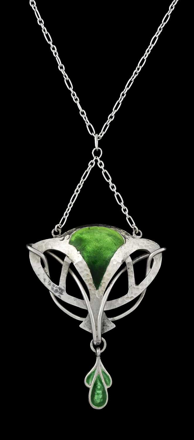 Lot 21 - An Arts and Crafts silver and enamel pendant,...
