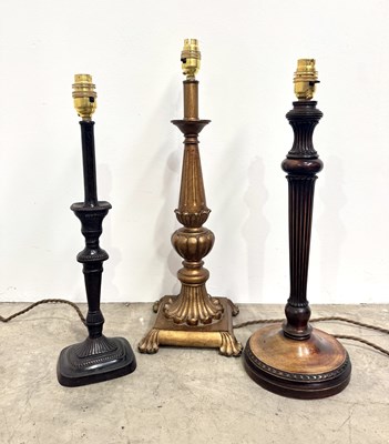 Lot 182 - Three traditionally styled table lamps to...