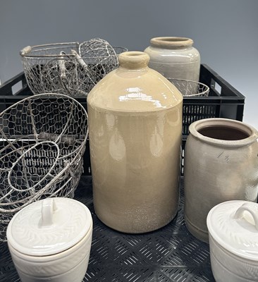 Lot 44 - A 19th century stoneware glazed flagon, h:32cm,...
