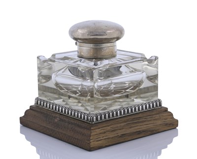 Lot 290 - A George VI Art Deco silver-mounted glass...
