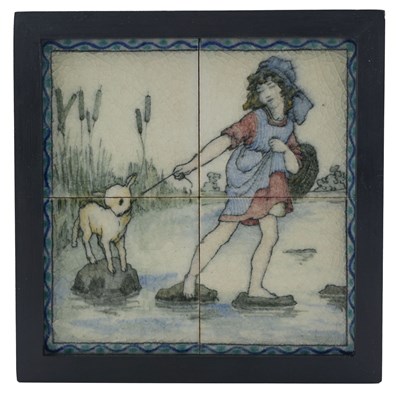 Lot 298 - An Arts and Crafts four tile panel, circa 1920,...