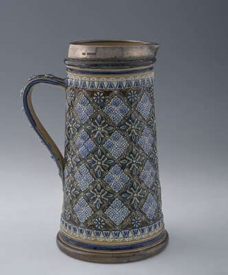 Lot 283 - Doulton Lambeth, a silver mounted stoneware...