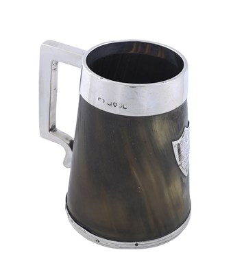Lot 214 - A Victorian silver-mounted horn mug, by...