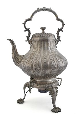 Lot 9 - A nineteenth-century electroplated kettle on...