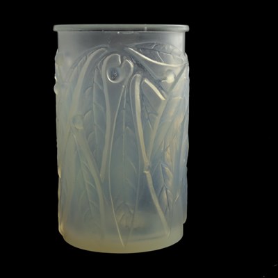 Lot 44 - Rene Lalique, a Laurier opalescent glass vase,...