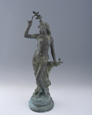 Lot 626 - After Edouard Drouot, a patinated green metal...