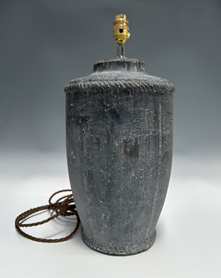Lot 186 - A ceramic table lamp base, indigo grey, h:...