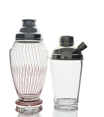 Lot 107 - Two Art Deco glass and plate mounted cocktail...