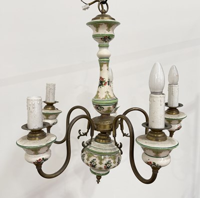Lot 747 - A 20th century ceramic and brass five arm...