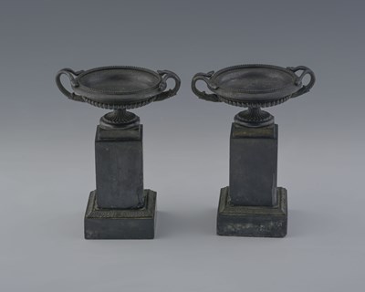 Lot 637 - A pair of 'Grand Tour' bronzed twin-handled...
