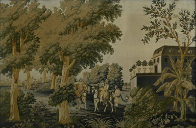 Lot 649 - A silk-work and chenille picture, French,...