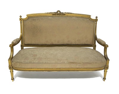 Lot 680 - A French carved giltwood three-piece salon...