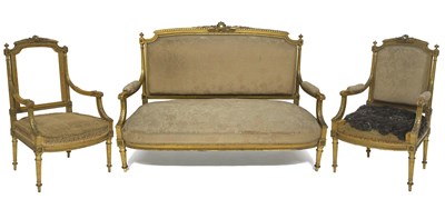 Lot 733 - A French carved giltwood three-piece salon...