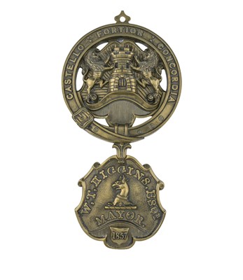 Lot 655 - A Victorian cast brass mayoral badge and...