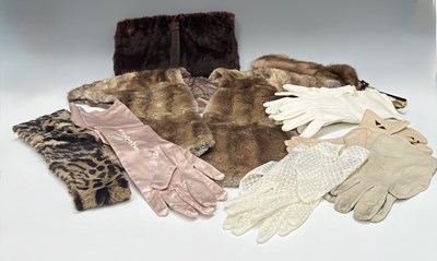 Lot 265 - A selection of fur accessories and vintage gloves.