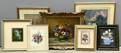 Lot 715 - A collection of floral still life paintings...