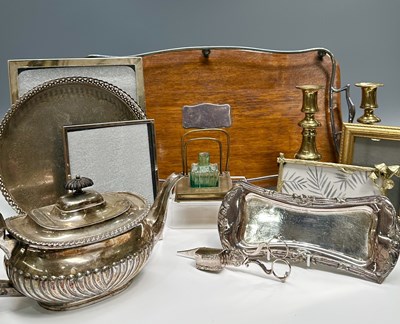 Lot 74 - A collection of silver plate and brass to...