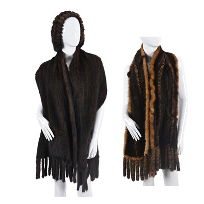 Lot 633 - Two woven mink scarves and a hat.