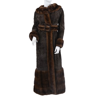 Lot 614 - David, a Persian lamb coat with mink fur trim.