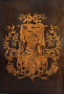Lot 723 - An 19th century chestnut marquetry panel...