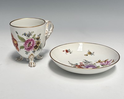 Lot 132 - A Dresden gilt-heightened porcelain cup and...