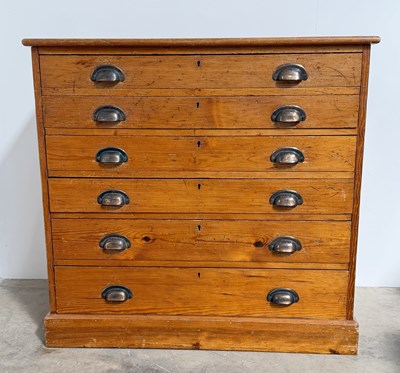 Lot 833 - An early 20th century, pine utilitarian chest...