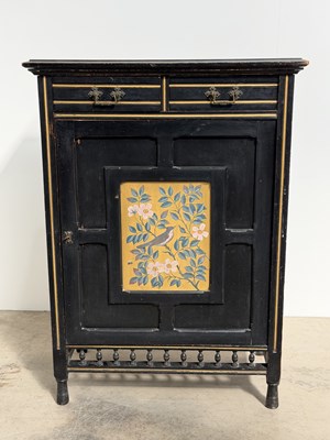 Lot 774 - An Aesthetic movement black Japaned side...
