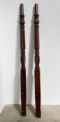 Lot 786B - Two 19th century mahogany bed posts with...
