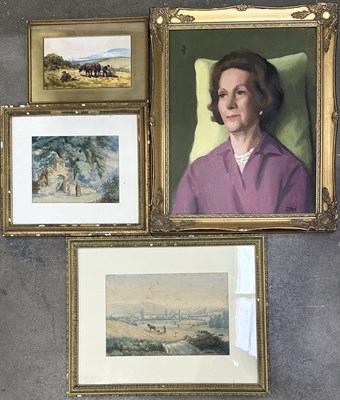 Lot 621 - Three 19th-century watercolour studies,...