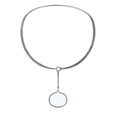 Lot 103 - Georg Jensen, by Vivianna Torun Bulow-Hube, a silver Dew Drop rock crystal pendant collar necklace