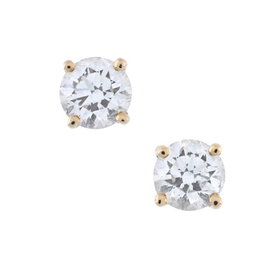 Lot 117 - Tiffany & Co., a pair of 18ct gold brilliant-cut diamond single stone stud earrings