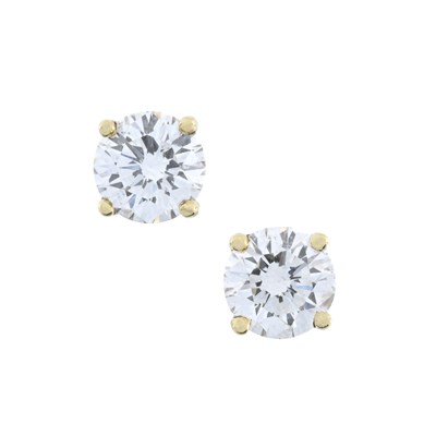 Lot 72 - A pair of 18ct gold brilliant-cut diamond single stone stud earrings