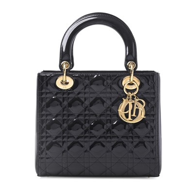 Lot 377 - Christian Dior, a black Lady Dior MM handbag.