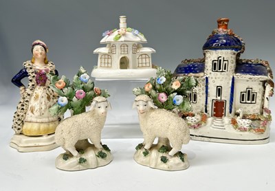 Lot 131 - A group of 19th century Staffordshire figures:...