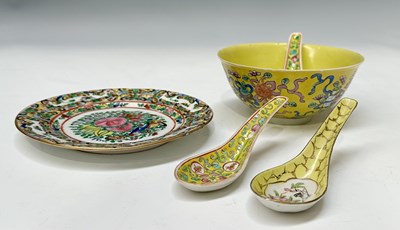 Lot 145 - A collection of Chinese canton enamel wares: a...