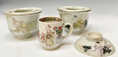 Lot 156 - Two gaiwan tea bowls, one complete three part...